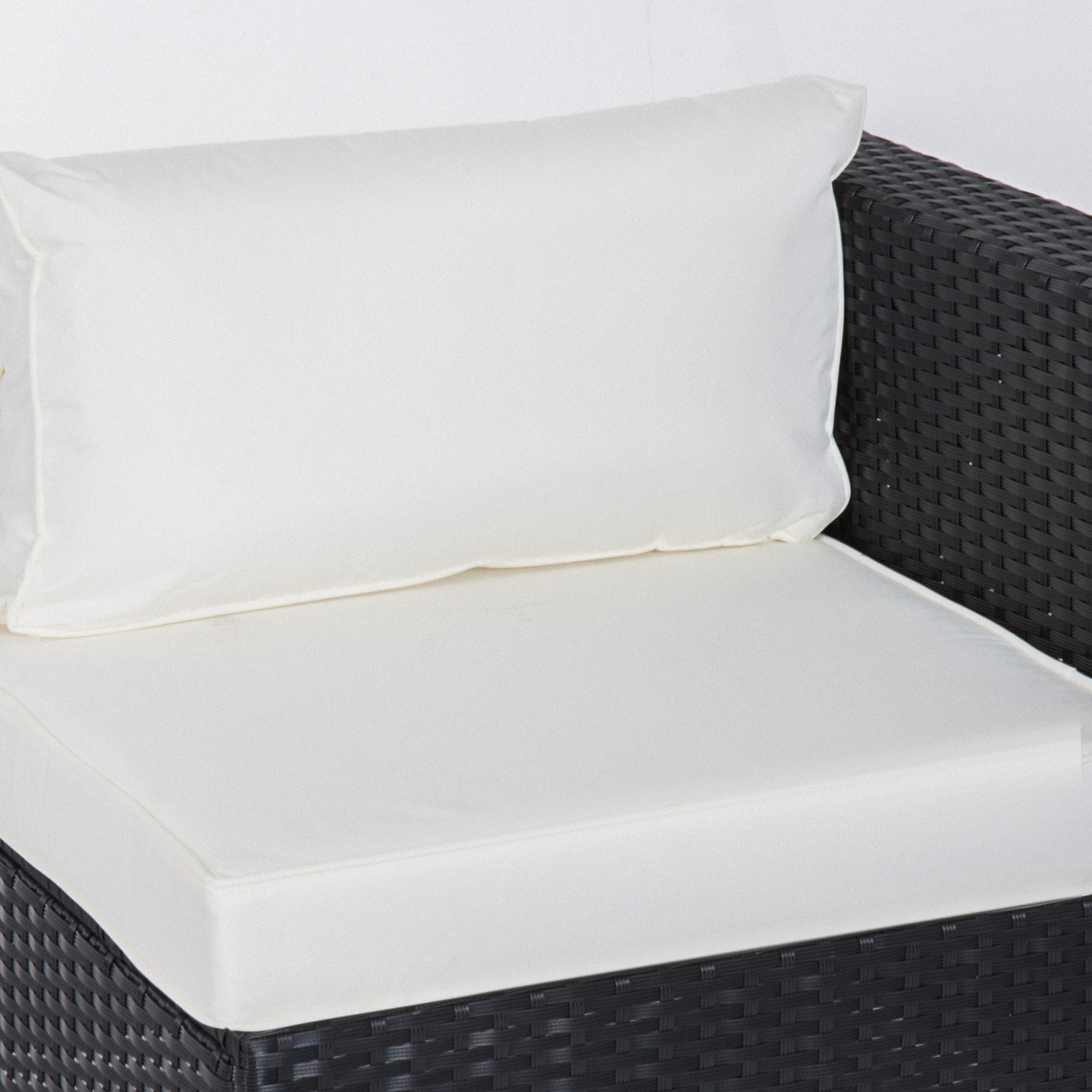 Outsunny 6 Pieces Patio Furniture Set with Cushion, Outdoor PE Rattan Wicker Sectional Conversation Furniture Sofa with Storage Table and Coffee Table, Beige