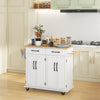 HOMCOM Kitchen Island with Storage, Rolling Kitchen Cart on Wheels with 2 Drawers, 2 Cabinets, Rubberwood Top and Towel Racks (White)