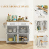 HOMCOM Kitchen Island with Storage, Rolling Kitchen Cart on Wheels with 2 Drawers, 2 Cabinets, Rubberwood Top and Towel Racks (White)