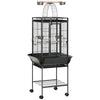 PawHut 61.5 Inch Bird Cage Parakeet House for Cockatiel with Stand, Pull Out Tray, Play Top, Storage Shelf, Wood Perch, Food Container, Black