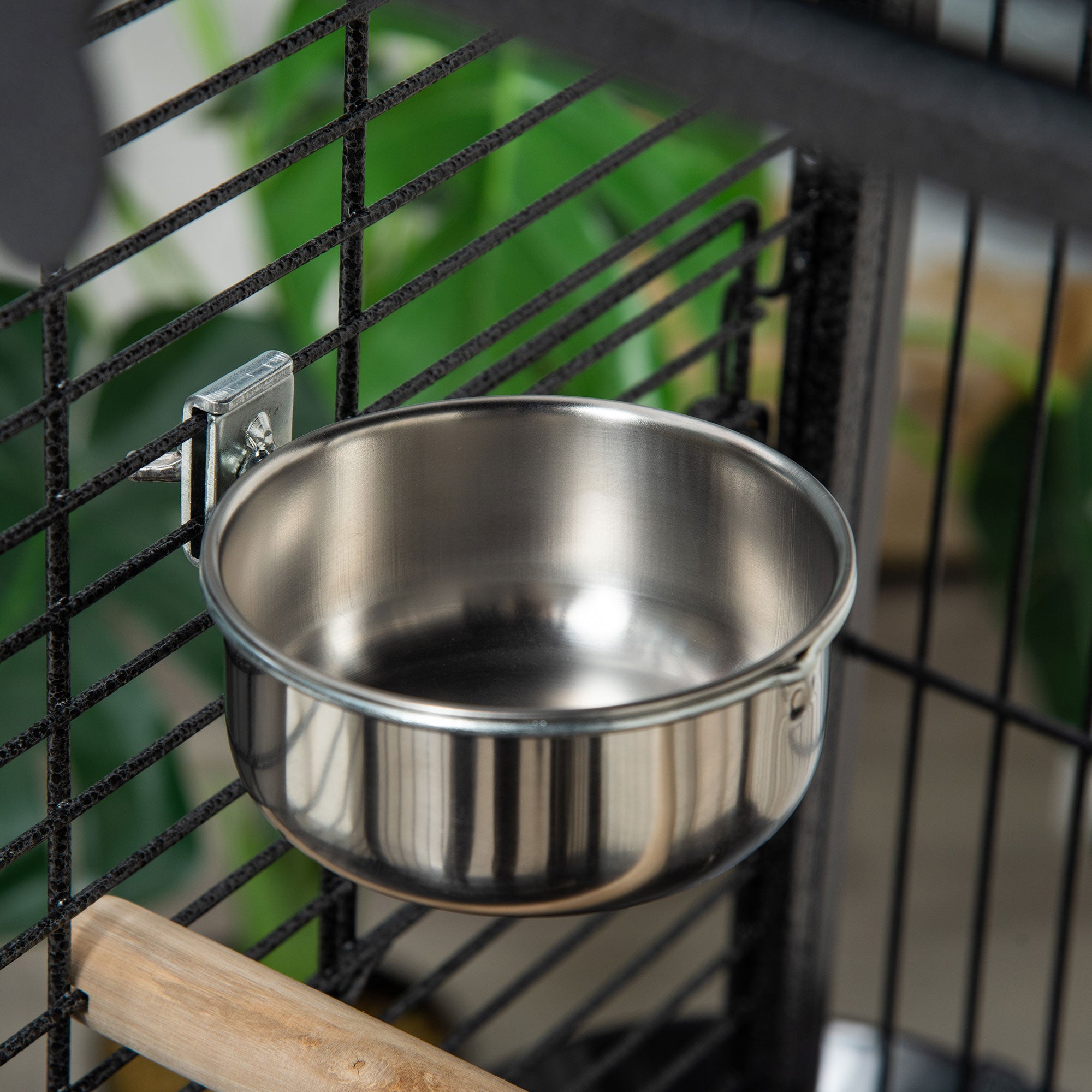 PawHut 61.5 Inch Bird Cage Parakeet House for Cockatiel with Stand, Pull Out Tray, Play Top, Storage Shelf, Wood Perch, Food Container, Black