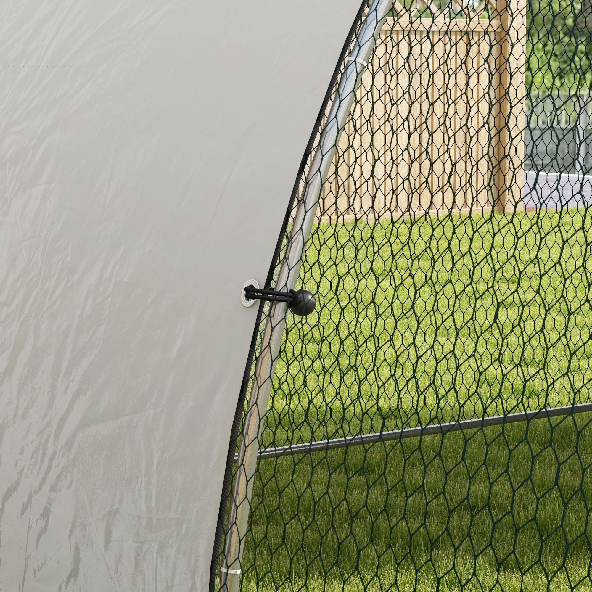 PawHut Chicken Run, Large Metal Chicken Coop with Waterproof and Anti-UV Cover, Walk in Poultry Cage Outdoor for 14-18 Chickens, Ducks, Hens, Rabbits, 10' x 18.4' x 7.2'