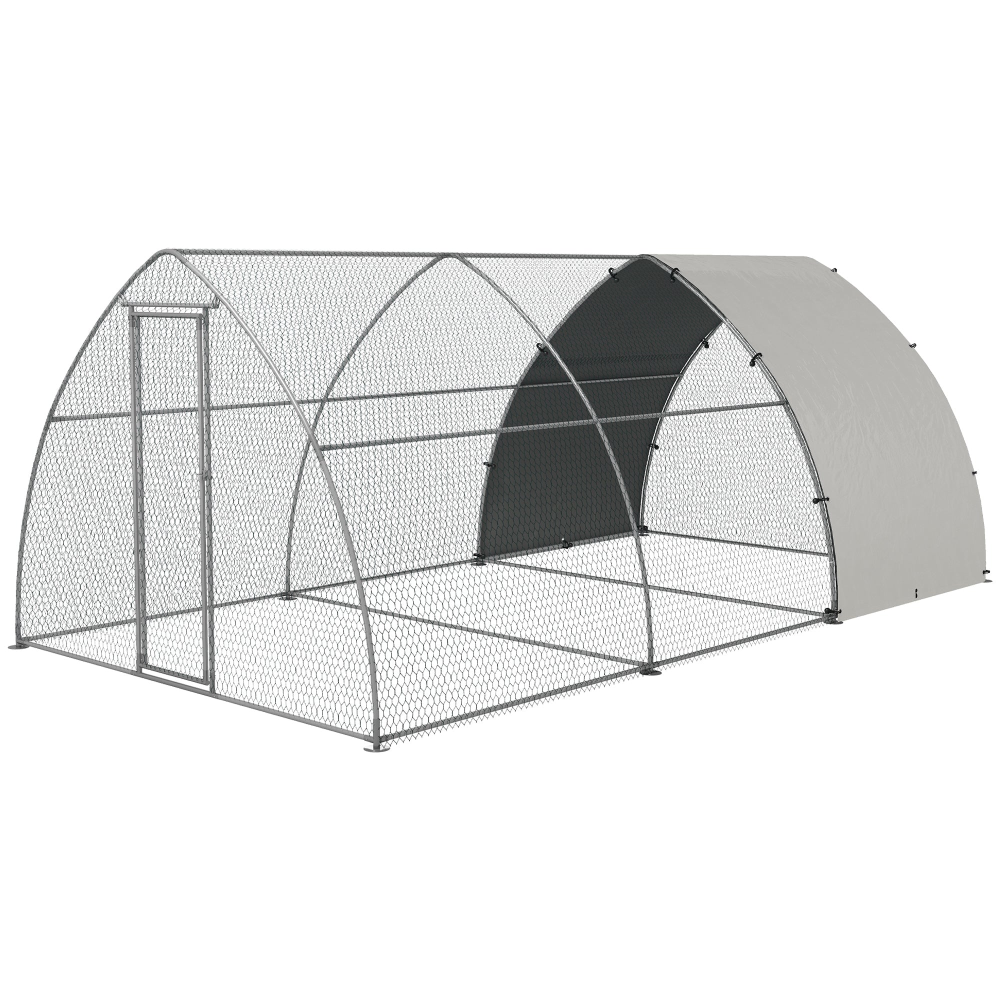 PawHut Chicken Run, Large Metal Chicken Coop with Waterproof and Anti-UV Cover, Walk in Poultry Cage Outdoor for 14-18 Chickens, Ducks, Hens, Rabbits, 10' x 18.4' x 7.2'