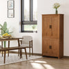 HOMCOM 64" Kitchen Pantry Cabinet, Kitchen Pantry Storage Cabinet with 4 Doors and 3 Adjustable Shelves, Oak
