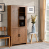 HOMCOM 64" Kitchen Pantry Cabinet, Kitchen Pantry Storage Cabinet with 4 Doors and 3 Adjustable Shelves, Oak