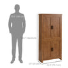 HOMCOM 64" Kitchen Pantry Cabinet, Kitchen Pantry Storage Cabinet with 4 Doors and 3 Adjustable Shelves, Oak