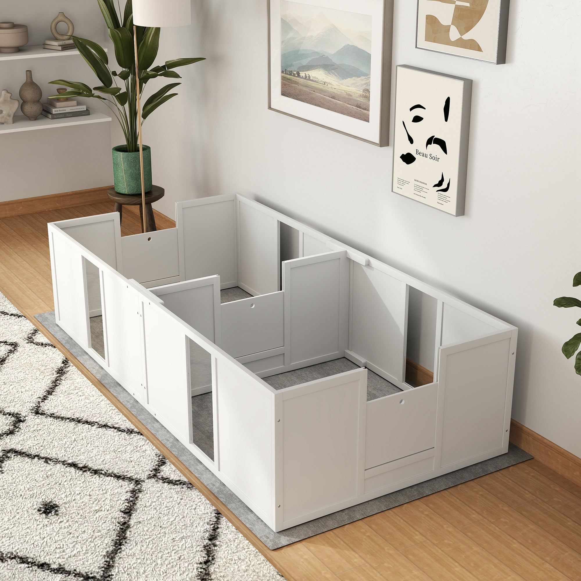 PawHut Whelping Box for Dogs and Puppies, Dog Whelping Pen, Dog Birth Supplies Indoor with Removable Adjustable Height Doors, for Medium Sized Dogs, 77" x 38" x 19"