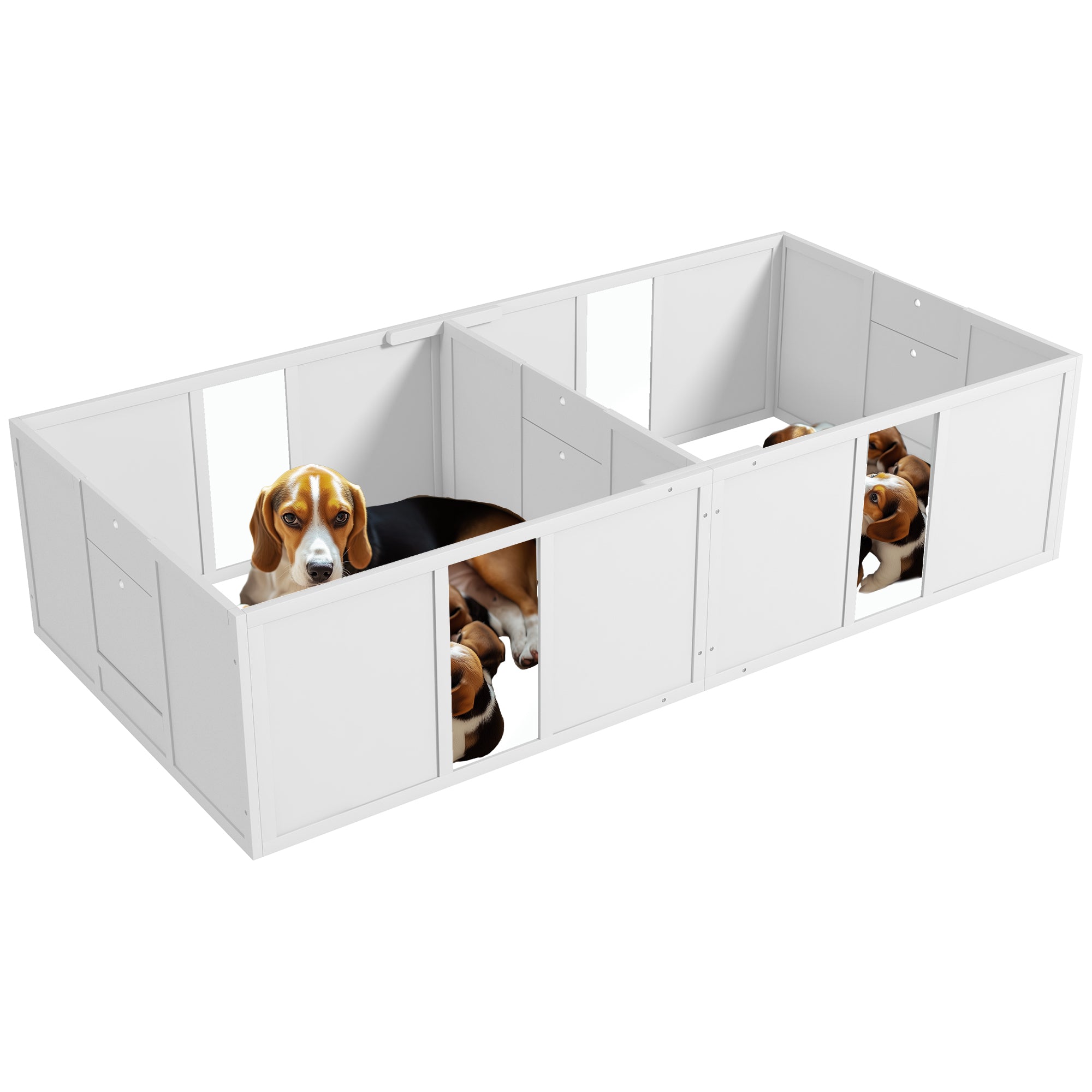 PawHut Whelping Box for Dogs and Puppies, Dog Whelping Pen, Dog Birth Supplies Indoor with Removable Adjustable Height Doors, for Medium Sized Dogs, 77" x 38" x 19"