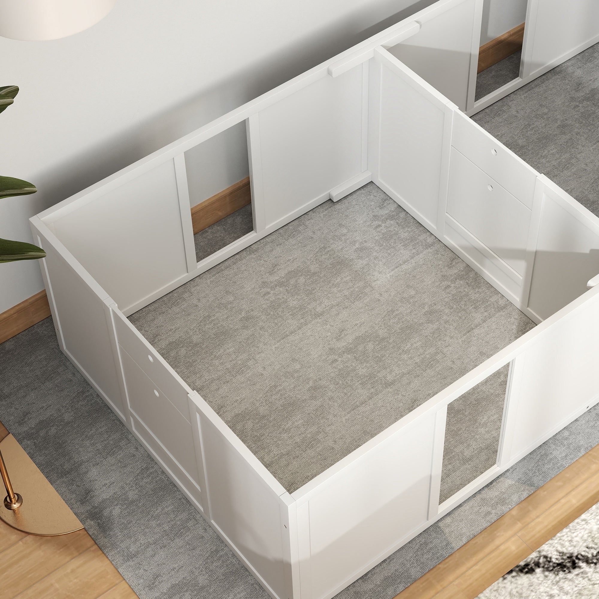 PawHut Whelping Box for Dogs and Puppies, Dog Whelping Pen, Dog Birth Supplies Indoor with Removable Adjustable Height Doors, for Medium Sized Dogs, 77" x 38" x 19"