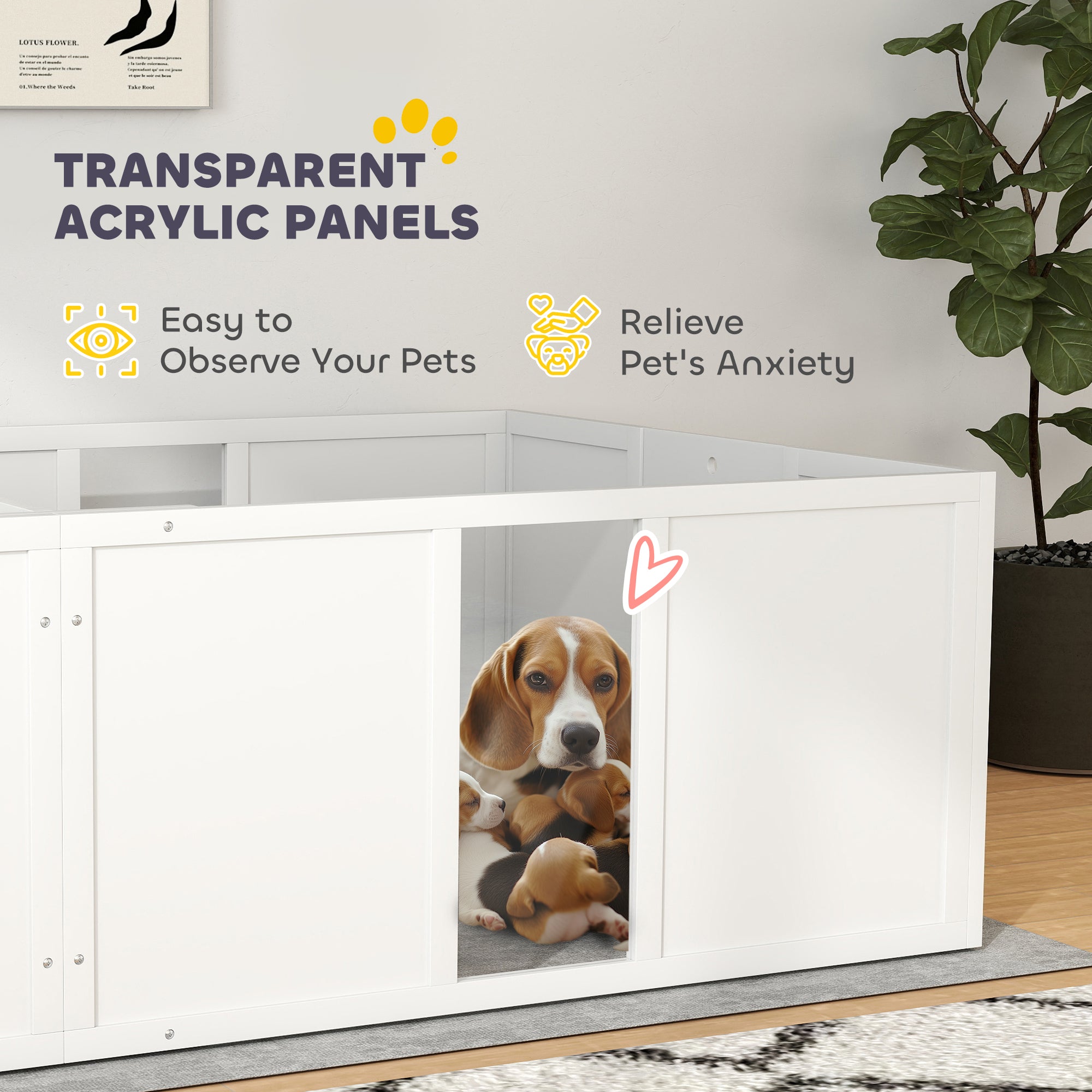 PawHut Whelping Box for Dogs and Puppies, Dog Whelping Pen, Dog Birth Supplies Indoor with Removable Adjustable Height Doors, for Medium Sized Dogs, 77" x 38" x 19"