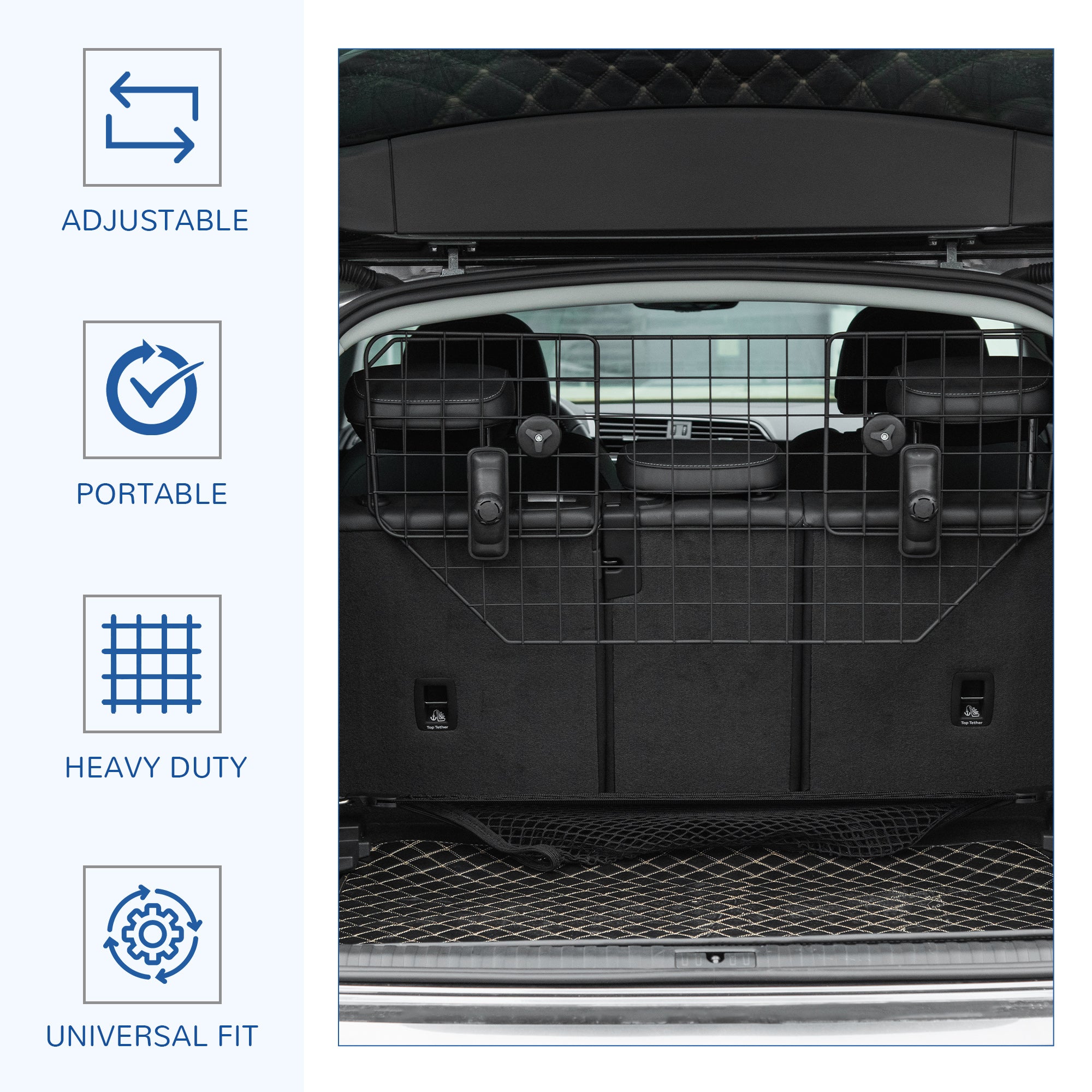 PawHut 35.5" - 47" Vehicle Pet Barrier, Adjustable Dog Fence for Car SUV Truck, Universal Fit Expandable Safe Guard Gate, Black