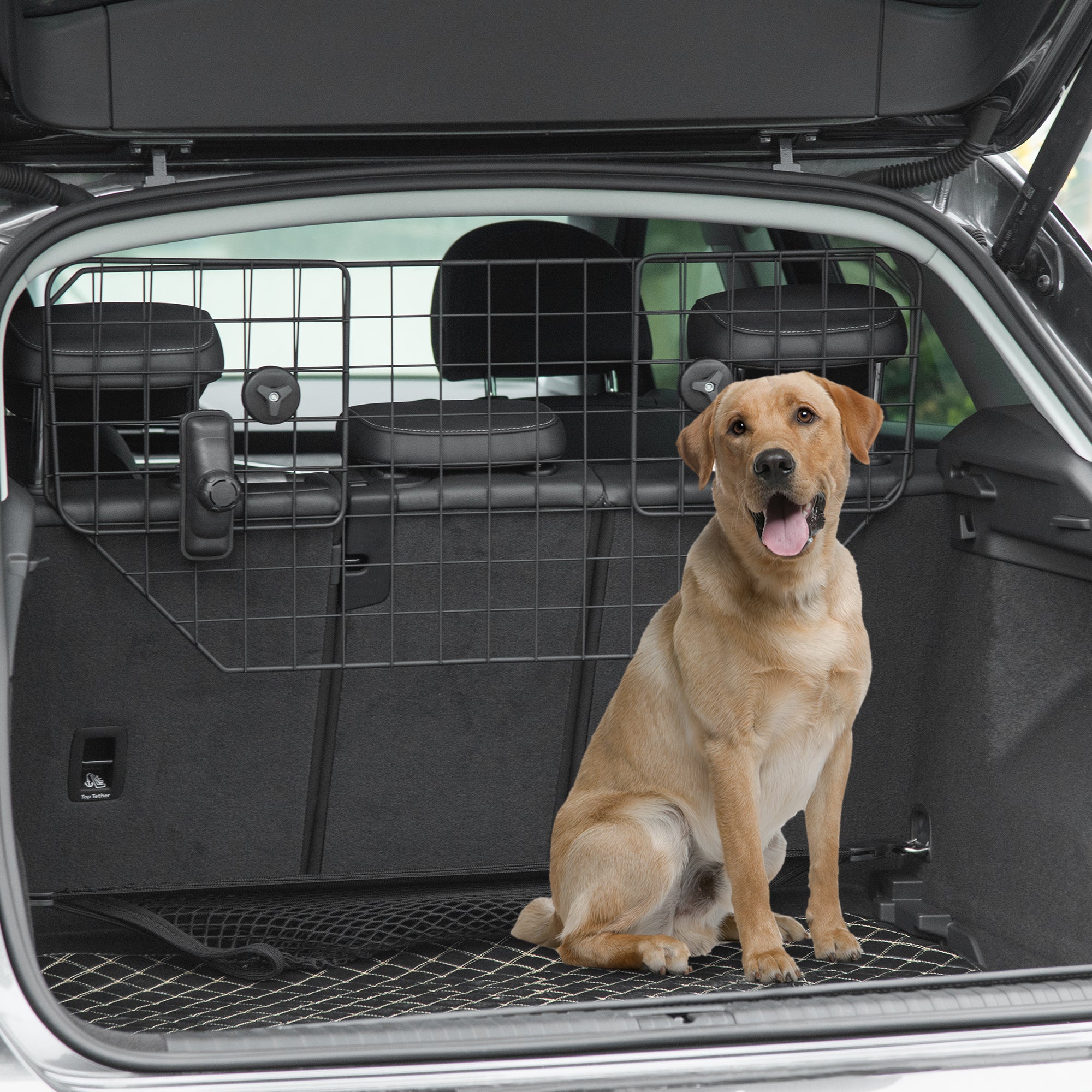 PawHut 35.5" - 47" Vehicle Pet Barrier, Adjustable Dog Fence for Car SUV Truck, Universal Fit Expandable Safe Guard Gate, Black
