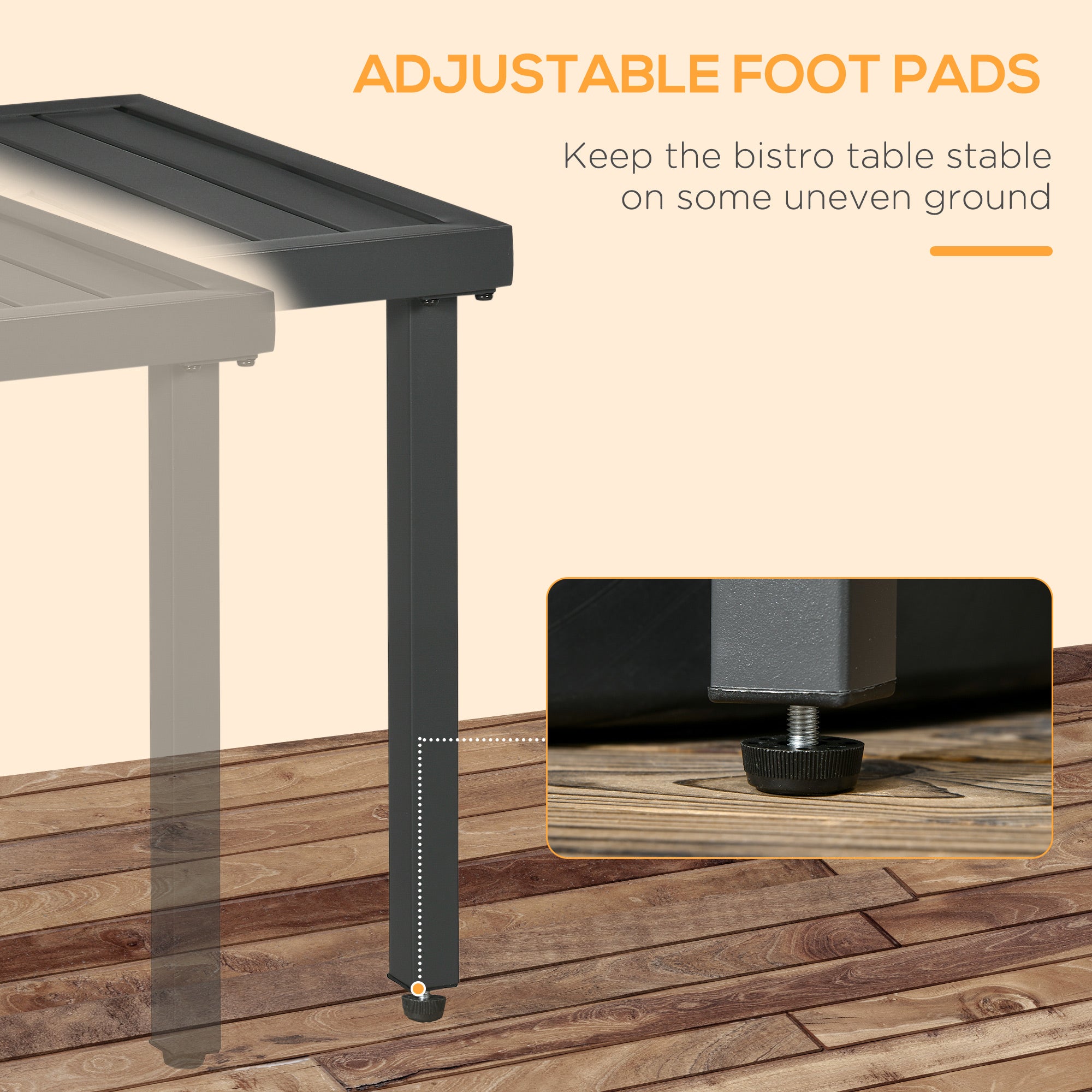 Outsunny Outdoor Side Table, Patio End Table with Umbrella Hole, Small Coffee Table with Steel Frame for Balcony, Gray