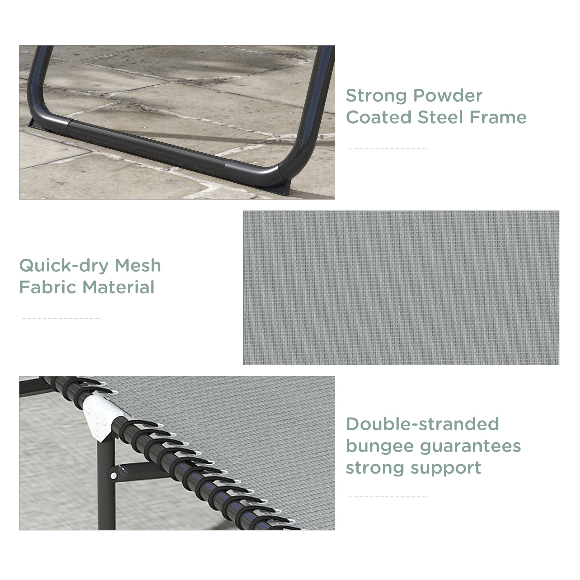 Outsunny Outdoor Folding Lounge Chair, 4-Level Adjustable Chaise Lounge with Headrest, Tanning Chair Beach Bed, Reclining Lounger Cot for Camping, Hiking, Backyard, Light Grey