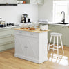 HOMCOM Rolling Kitchen Island with Drop Leaf Wood Breakfast Bar, Farmhouse Kitchen Cart with 2 Drawers, Adjustable Shelves for Dining Room (White)
