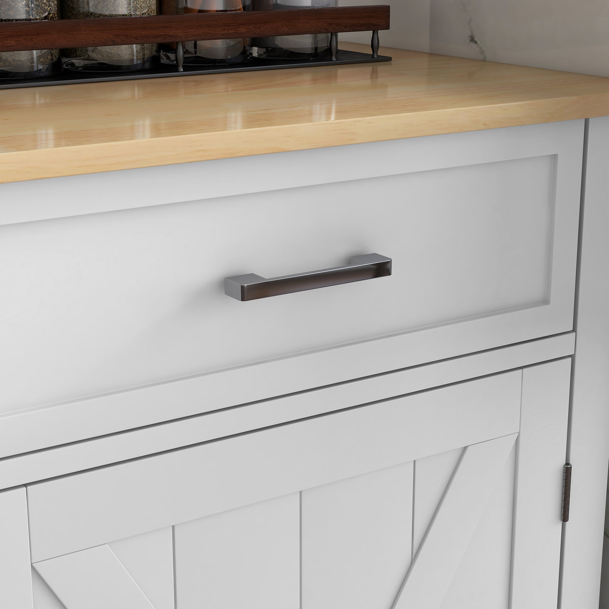 HOMCOM Rolling Kitchen Island with Drop Leaf Wood Breakfast Bar, Farmhouse Kitchen Cart with 2 Drawers, Adjustable Shelves for Dining Room (White)