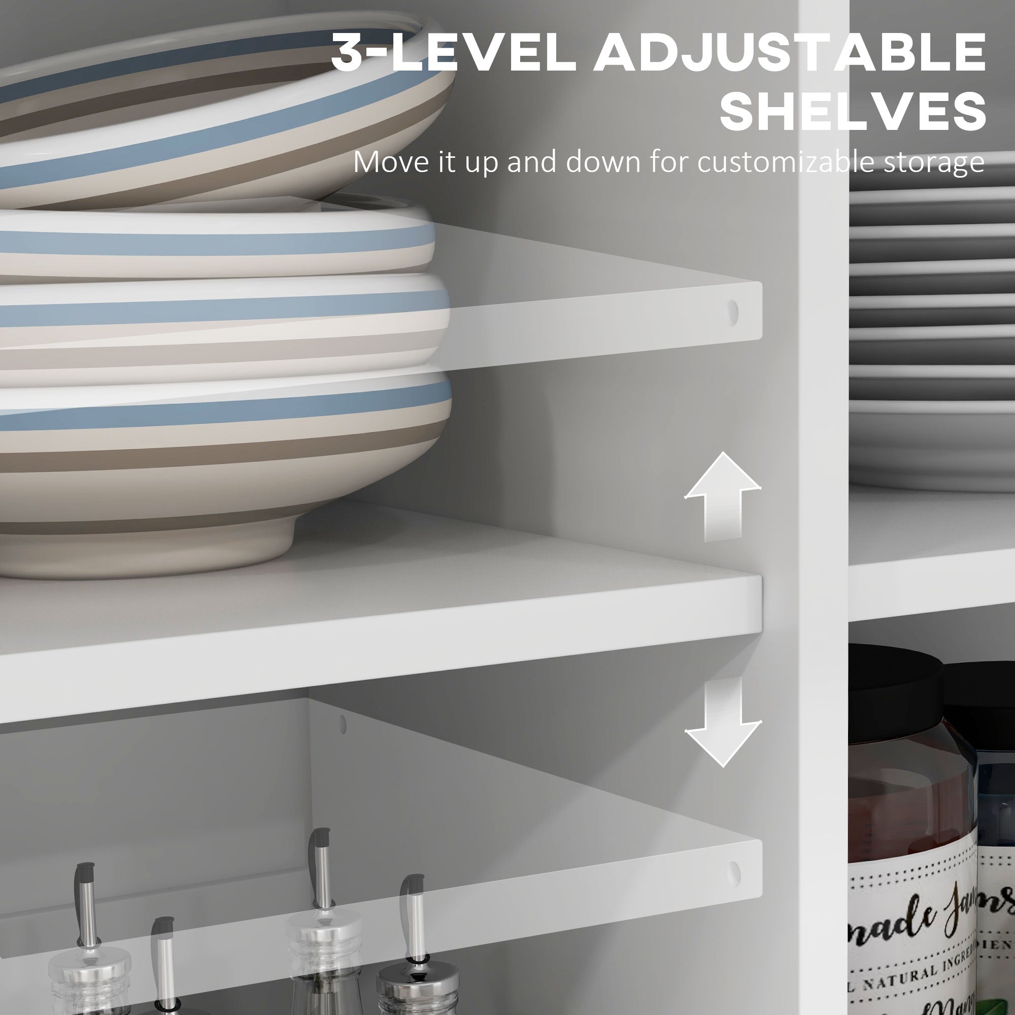 HOMCOM Rolling Kitchen Island with Drop Leaf Wood Breakfast Bar, Farmhouse Kitchen Cart with 2 Drawers, Adjustable Shelves for Dining Room (White)