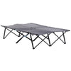Outsunny 76" Two Person Folding Camping Cot Outdoor Portable Double Cot Wide Military Sleeping Bed w/ Carrying Bag Grey