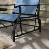 Outsunny 3PCs Glider Rocking Chairs with Table, Outdoor Gliders with Steel Frame, Mesh Seat, Tempered Glass Table Top for Patio, Garden, Backyard, Deck, Porch, Light Blue
