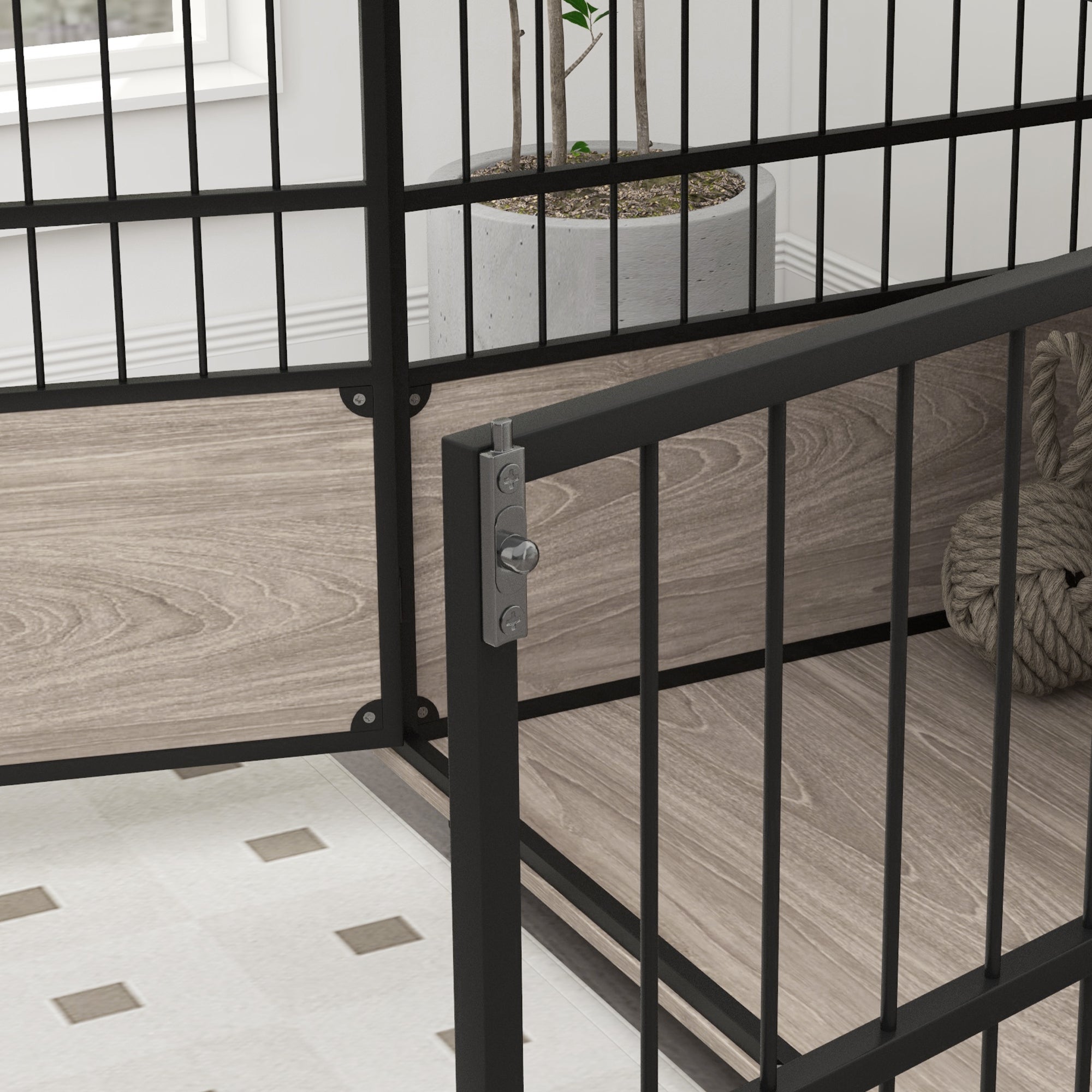 PawHut 39.5" Dog Crate Furniture End Table, Wooden Dog Kennel Indoor Pet House with 3 Doors, for Small to Large Dogs