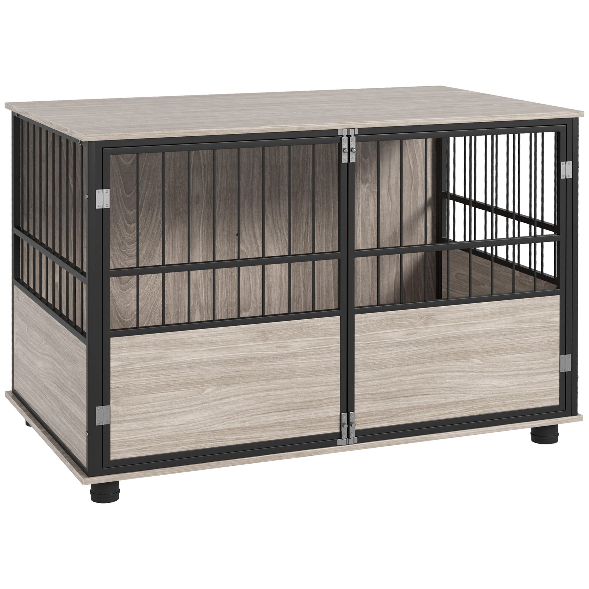 PawHut 39.5" Dog Crate Furniture End Table, Wooden Dog Kennel Indoor Pet House with 3 Doors, for Small to Large Dogs