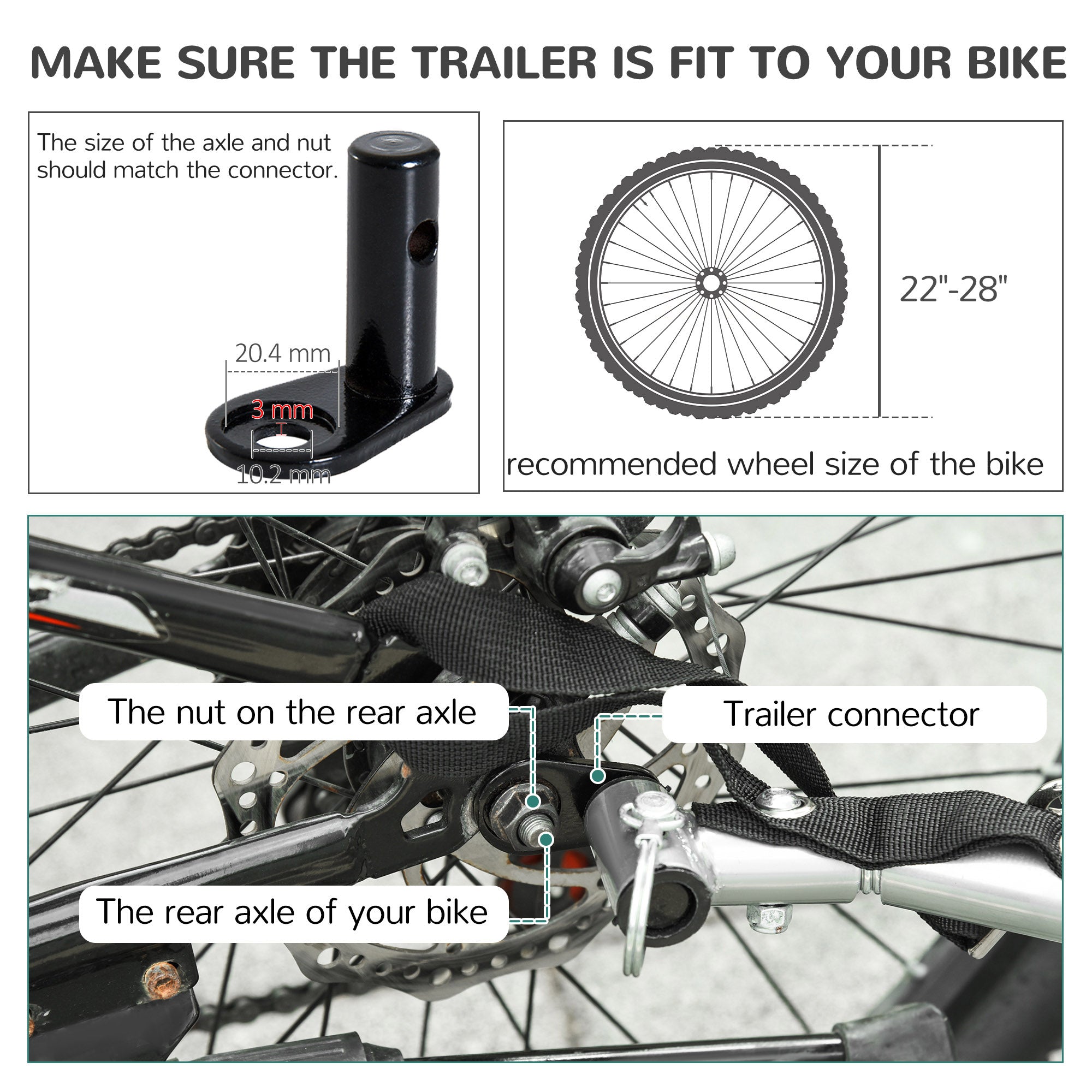 PawHut Steel Dog Bike Trailer Pet Cart Carrier for Bicycle Kit Water Resistant with Hitch Coupler Travel Black and Red