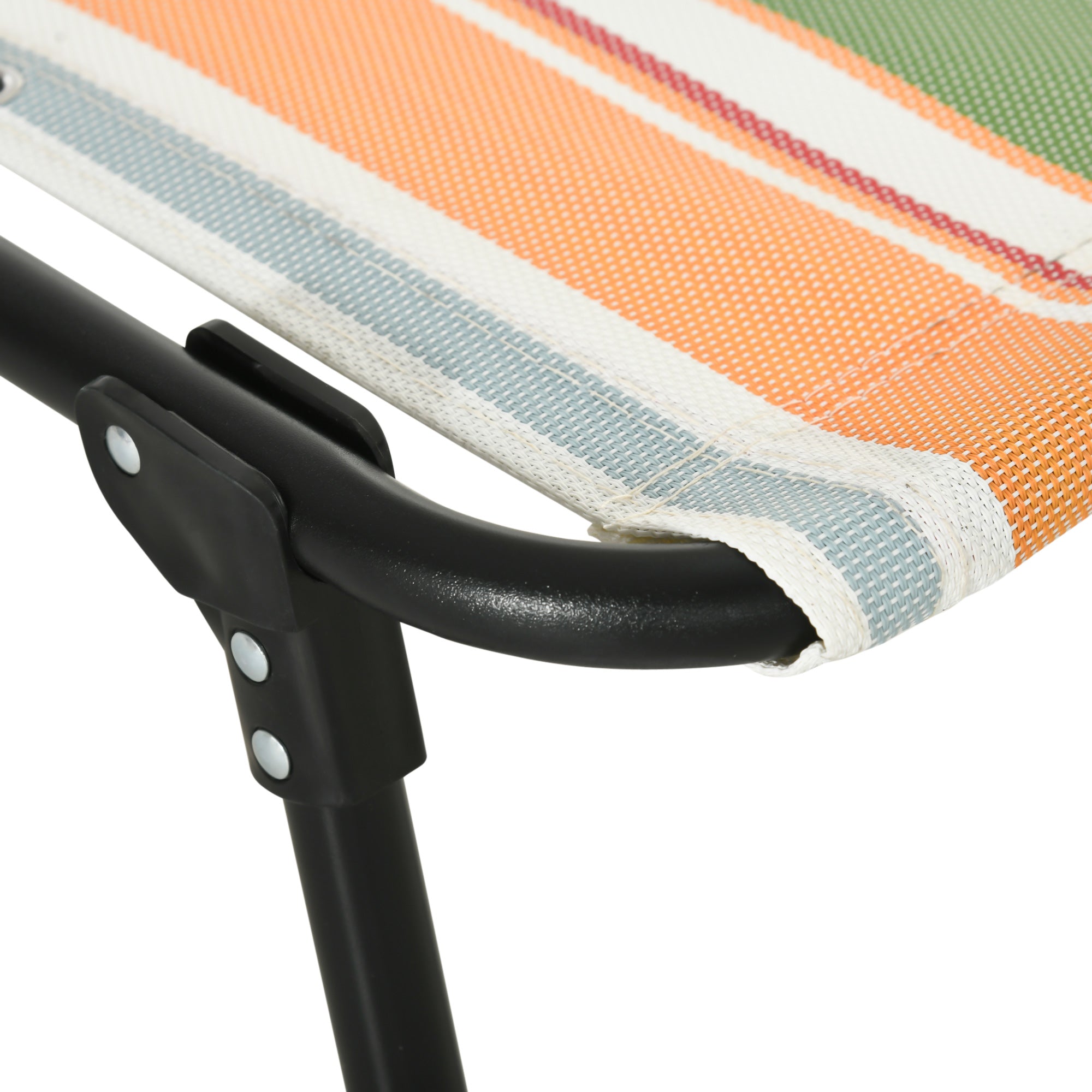 Outsunny Outdoor Folding Lounge Chair, 4-Level Adjustable Chaise Lounge with Headrest, Tanning Chair Beach Bed, Reclining Lounger Cot for Camping, Hiking, Backyard, Multicoloured