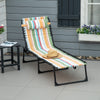 Outsunny Outdoor Folding Lounge Chair, 4-Level Adjustable Chaise Lounge with Headrest, Tanning Chair Beach Bed, Reclining Lounger Cot for Camping, Hiking, Backyard, Multicoloured