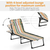 Outsunny Outdoor Folding Lounge Chair, 4-Level Adjustable Chaise Lounge with Headrest, Tanning Chair Beach Bed, Reclining Lounger Cot for Camping, Hiking, Backyard, Multicoloured