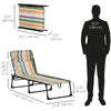 Outsunny Outdoor Folding Lounge Chair, 4-Level Adjustable Chaise Lounge with Headrest, Tanning Chair Beach Bed, Reclining Lounger Cot for Camping, Hiking, Backyard, Multicoloured