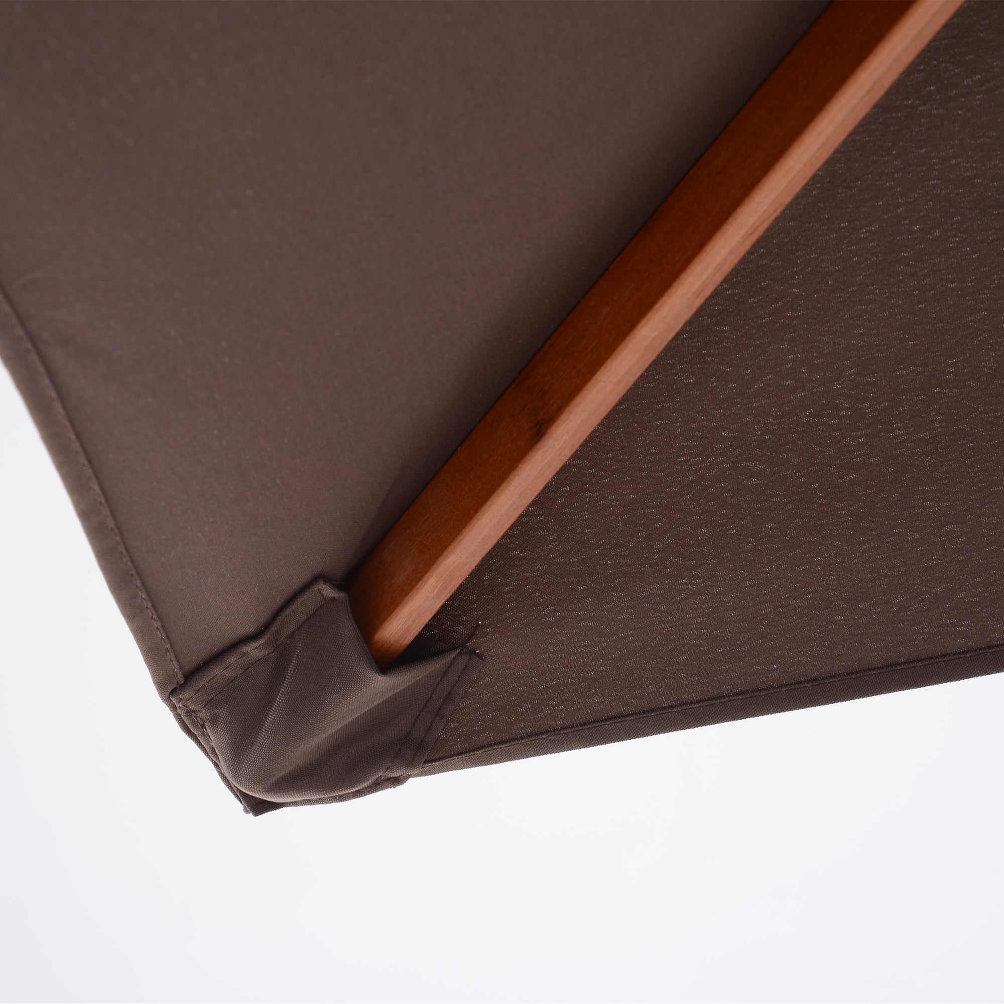 Outsunny 6.6 x 5ft Fir Wooden Patio Umbrella Market Parasol Tilt Mechanism 6 Ribs Garden Sunshade Coffee