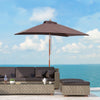 Outsunny 6.6 x 5ft Fir Wooden Patio Umbrella Market Parasol Tilt Mechanism 6 Ribs Garden Sunshade Coffee