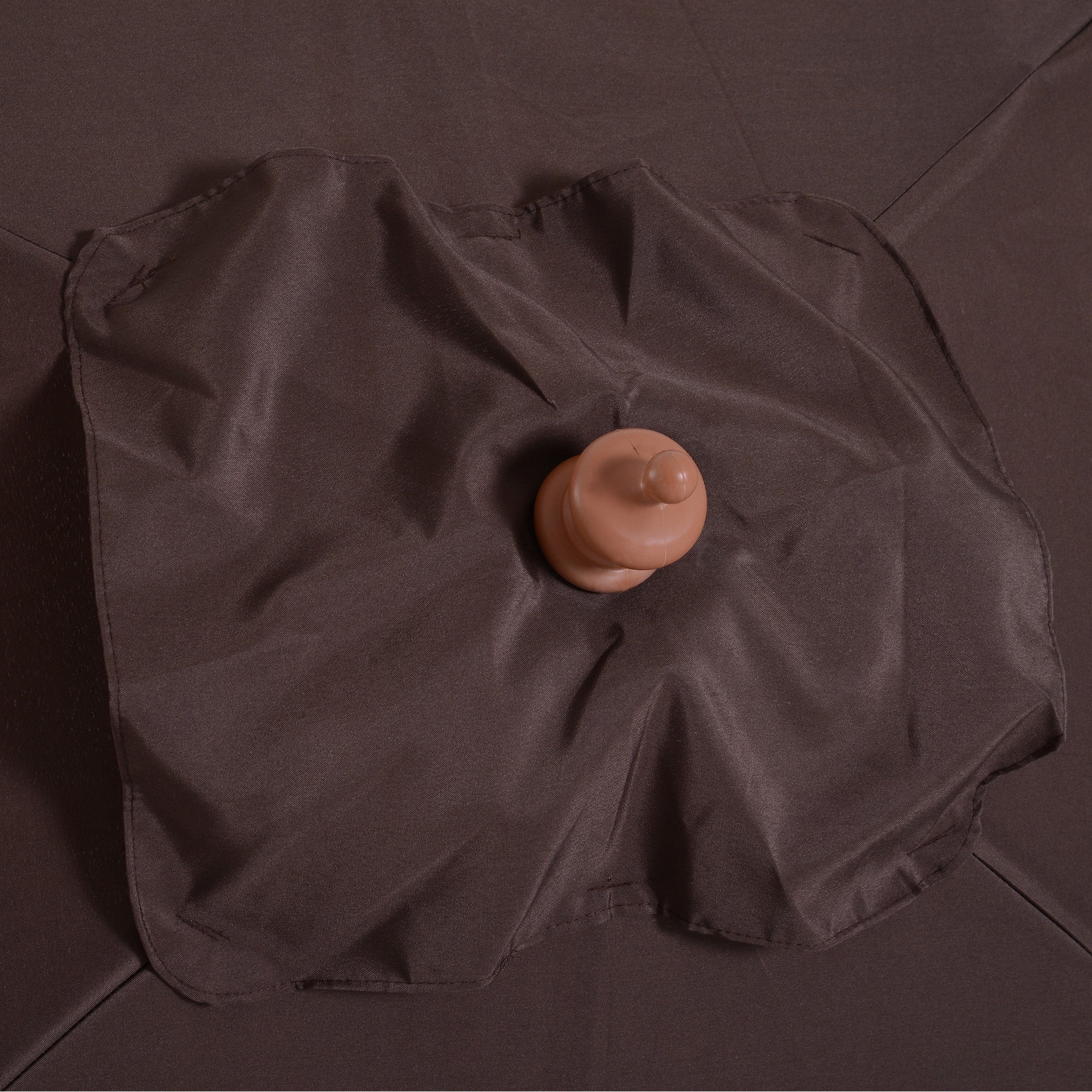 Outsunny 6.6 x 5ft Fir Wooden Patio Umbrella Market Parasol Tilt Mechanism 6 Ribs Garden Sunshade Coffee