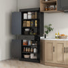 HOMCOM 71" Kitchen Pantry Cabinet, Freestanding Kitchen Pantry Storage Cabinet with Doors and Shelves, Distressed Black