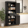 HOMCOM 71" Kitchen Pantry Cabinet, Freestanding Kitchen Pantry Storage Cabinet with Doors and Shelves, Distressed Black