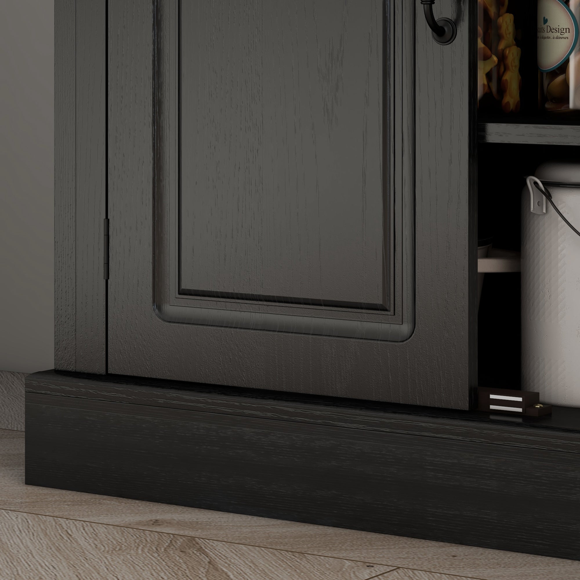 HOMCOM 71" Kitchen Pantry Cabinet, Freestanding Kitchen Pantry Storage Cabinet with Doors and Shelves, Distressed Black