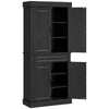 HOMCOM 71" Kitchen Pantry Cabinet, Freestanding Kitchen Pantry Storage Cabinet with Doors and Shelves, Distressed Black