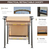 Outsunny 10' x 8' Outdoor Retractable Canopy Pergola Steel Frame Patio Pergola Shelter Sun Shade with Arc Roof, Beige