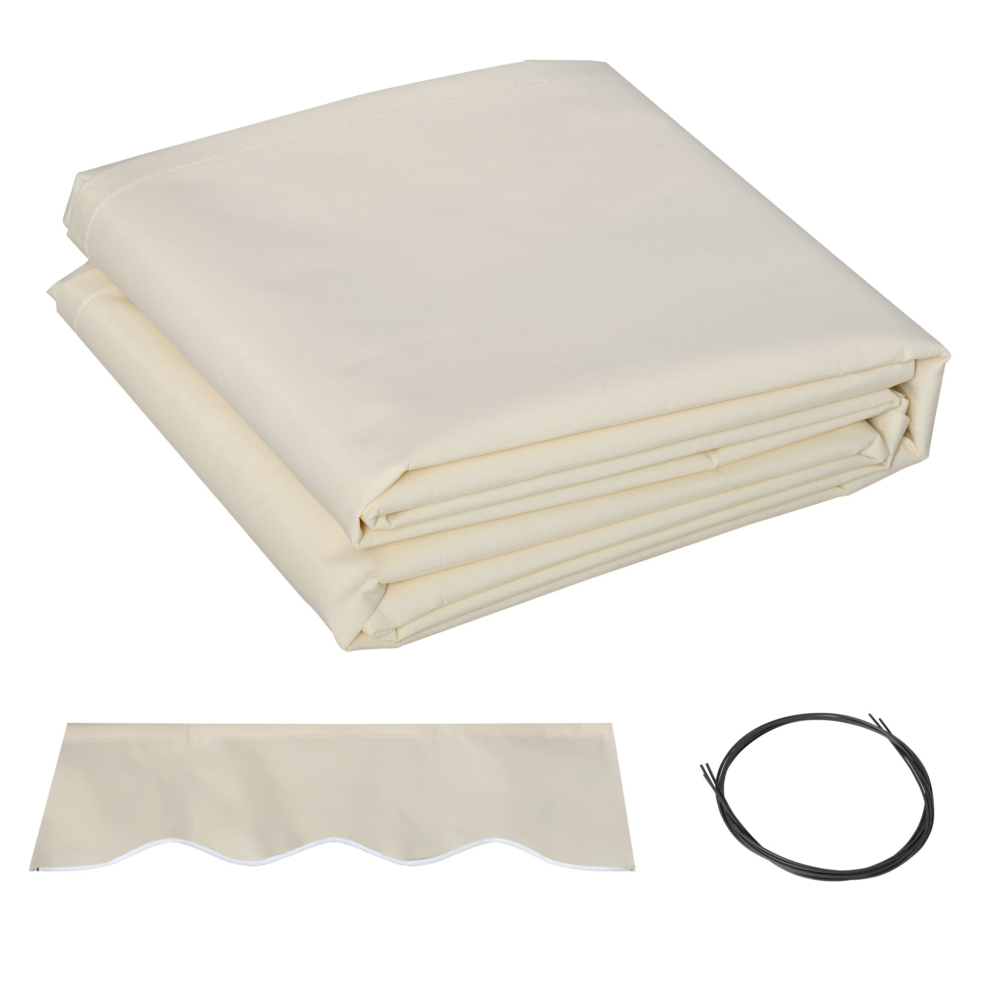 Outsunny 11' x 8' Retractable Awning Fabric Replacement Outdoor Sunshade Canopy Awning Cover, UV Protection, Cream White