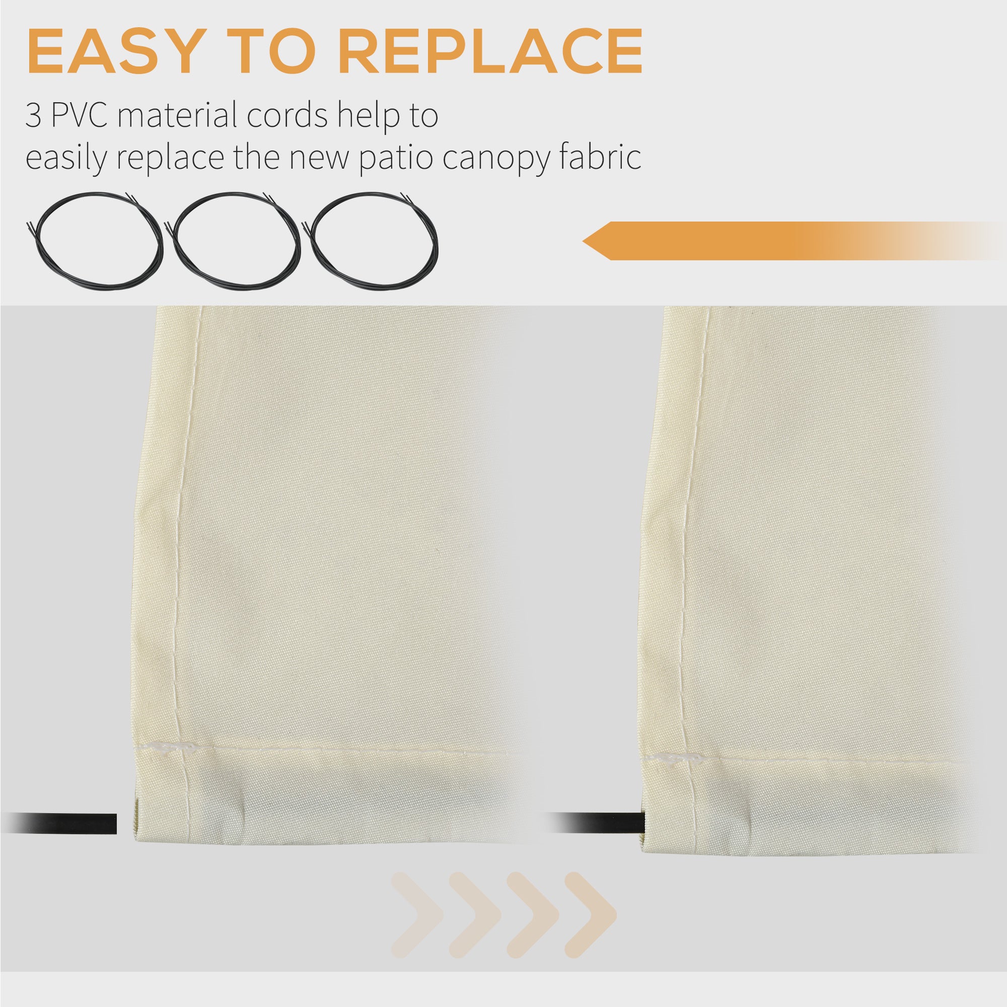 Outsunny 11' x 8' Retractable Awning Fabric Replacement Outdoor Sunshade Canopy Awning Cover, UV Protection, Cream White