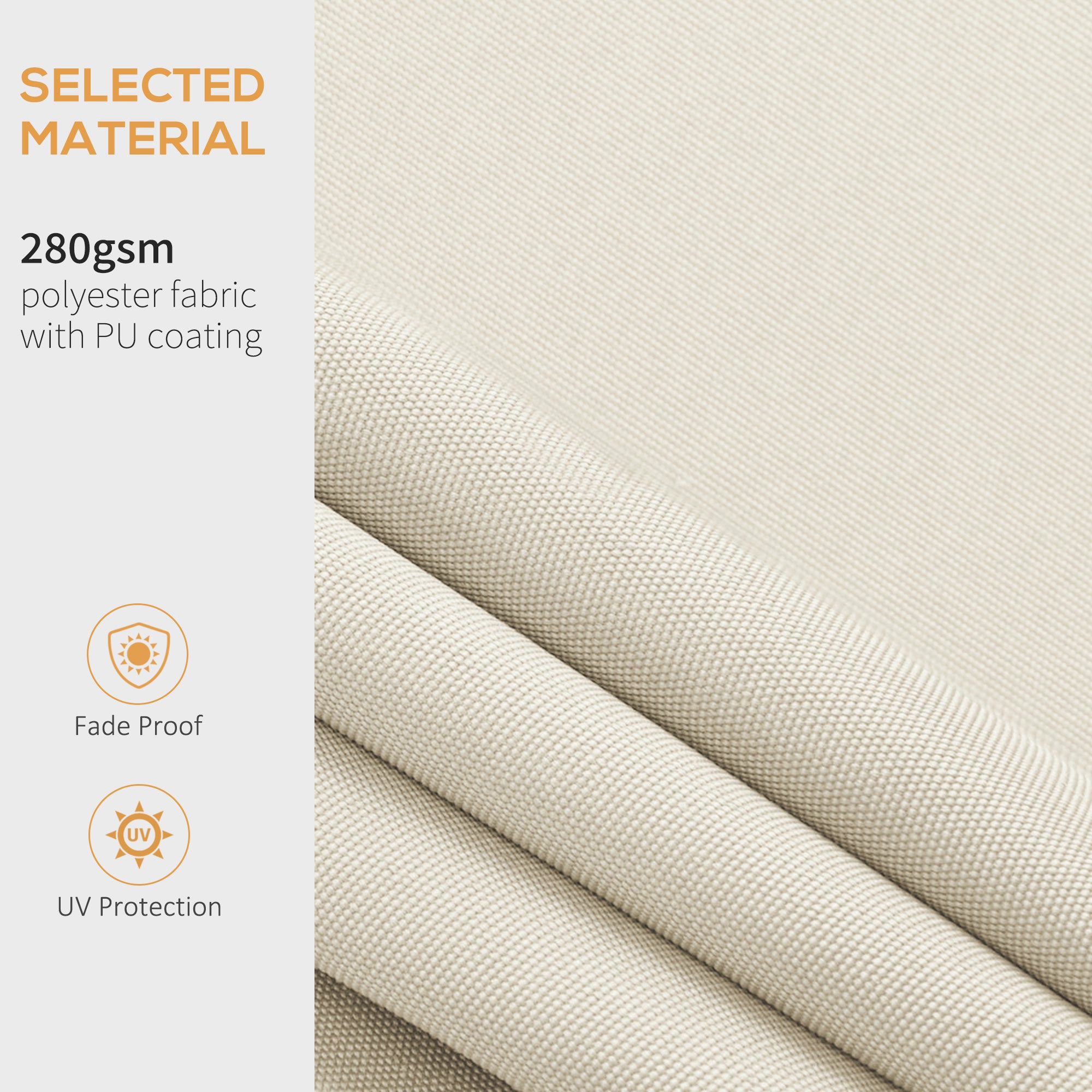 Outsunny 11' x 8' Retractable Awning Fabric Replacement Outdoor Sunshade Canopy Awning Cover, UV Protection, Cream White