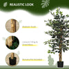HOMCOM 4.3FT Artificial Ficus Tree, Fake Tree with Leaves, Faux Plant in Nursery Pot for Indoor and Outdoor Decoration