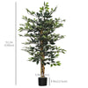 HOMCOM 4.3FT Artificial Ficus Tree, Fake Tree with Leaves, Faux Plant in Nursery Pot for Indoor and Outdoor Decoration