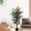 HOMCOM 4.3FT Artificial Ficus Tree, Fake Tree with Leaves, Faux Plant in Nursery Pot for Indoor and Outdoor Decoration