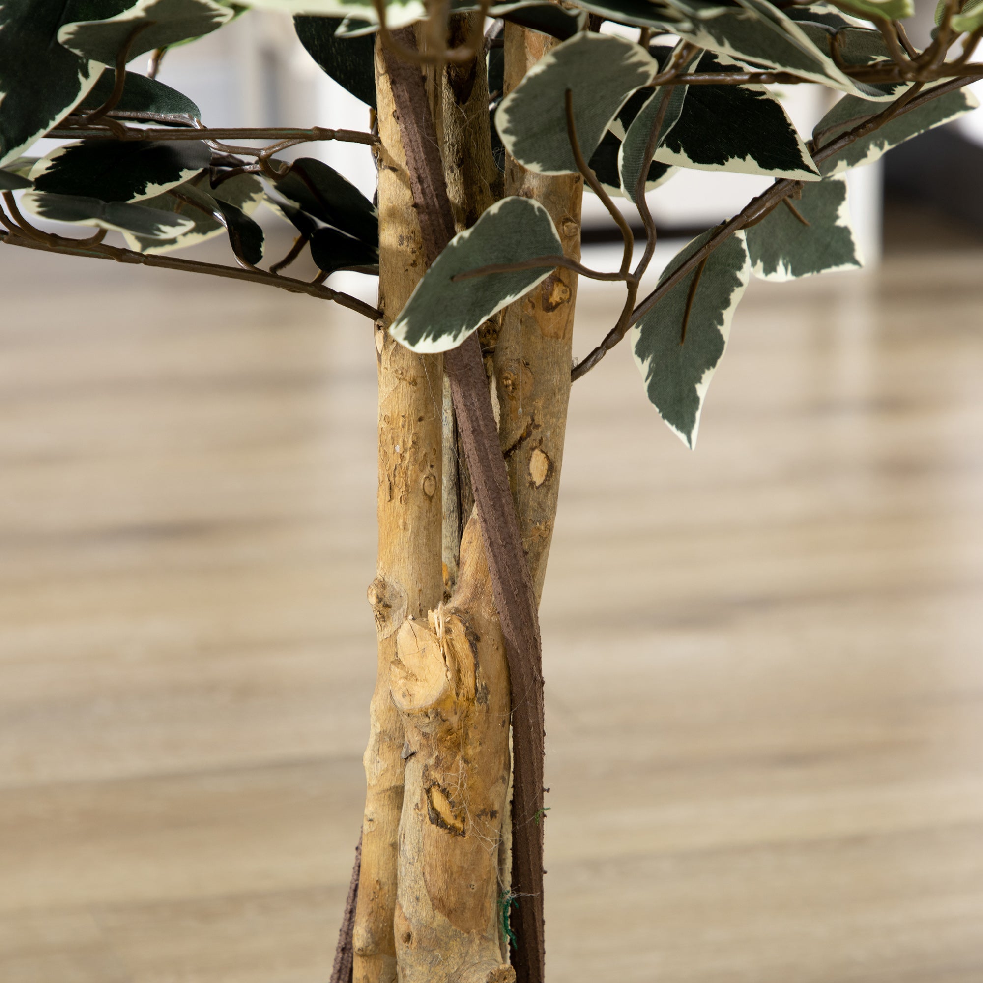 HOMCOM 4.3FT Artificial Ficus Tree, Fake Tree with Leaves, Faux Plant in Nursery Pot for Indoor and Outdoor Decoration