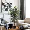 HOMCOM 4.3FT Artificial Ficus Tree, Fake Tree with Leaves, Faux Plant in Nursery Pot for Indoor and Outdoor Decoration