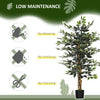 HOMCOM 4.3FT Artificial Ficus Tree, Fake Tree with Leaves, Faux Plant in Nursery Pot for Indoor and Outdoor Decoration