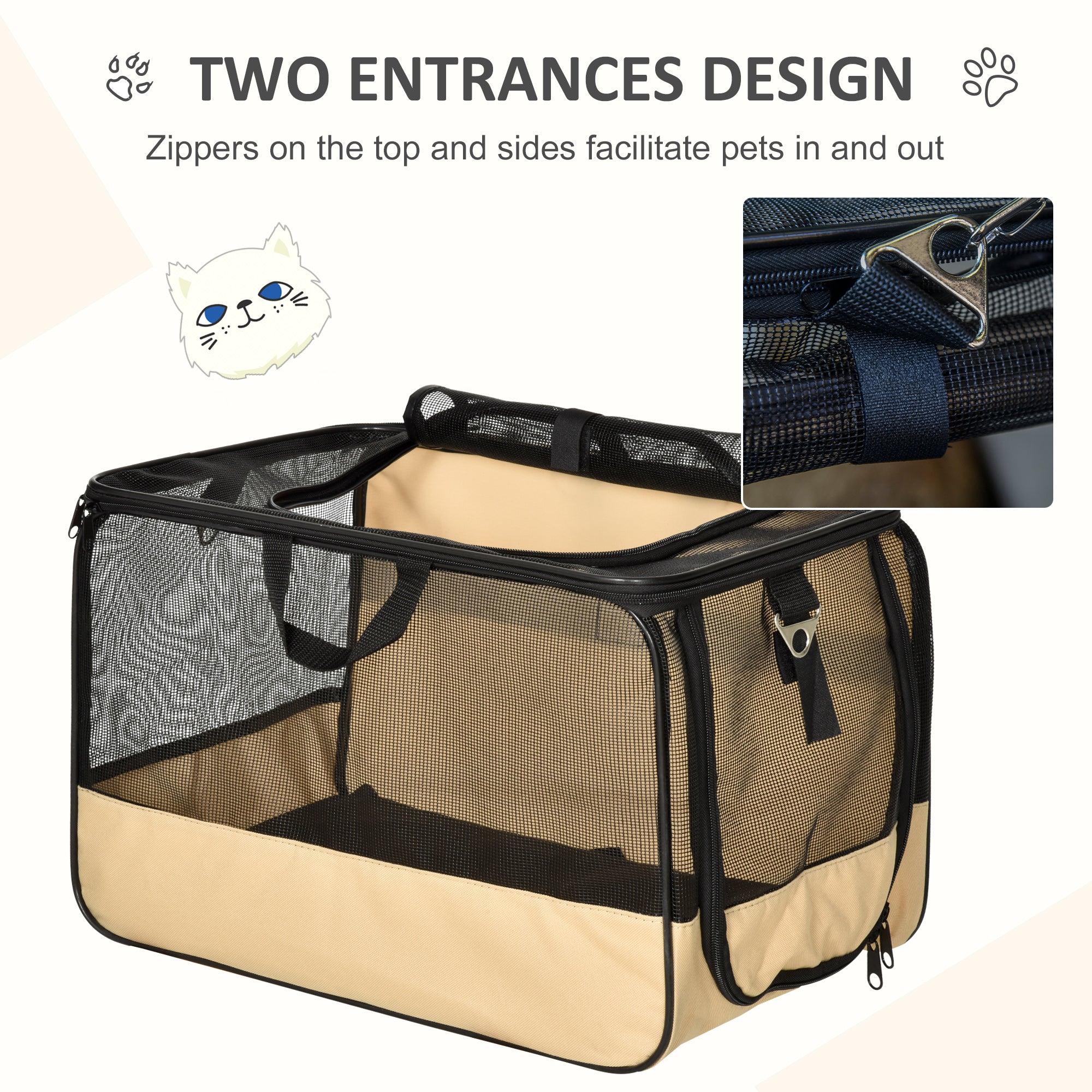PawHut D00-064 Folding Pet Car Seat Dog Cat Carrier