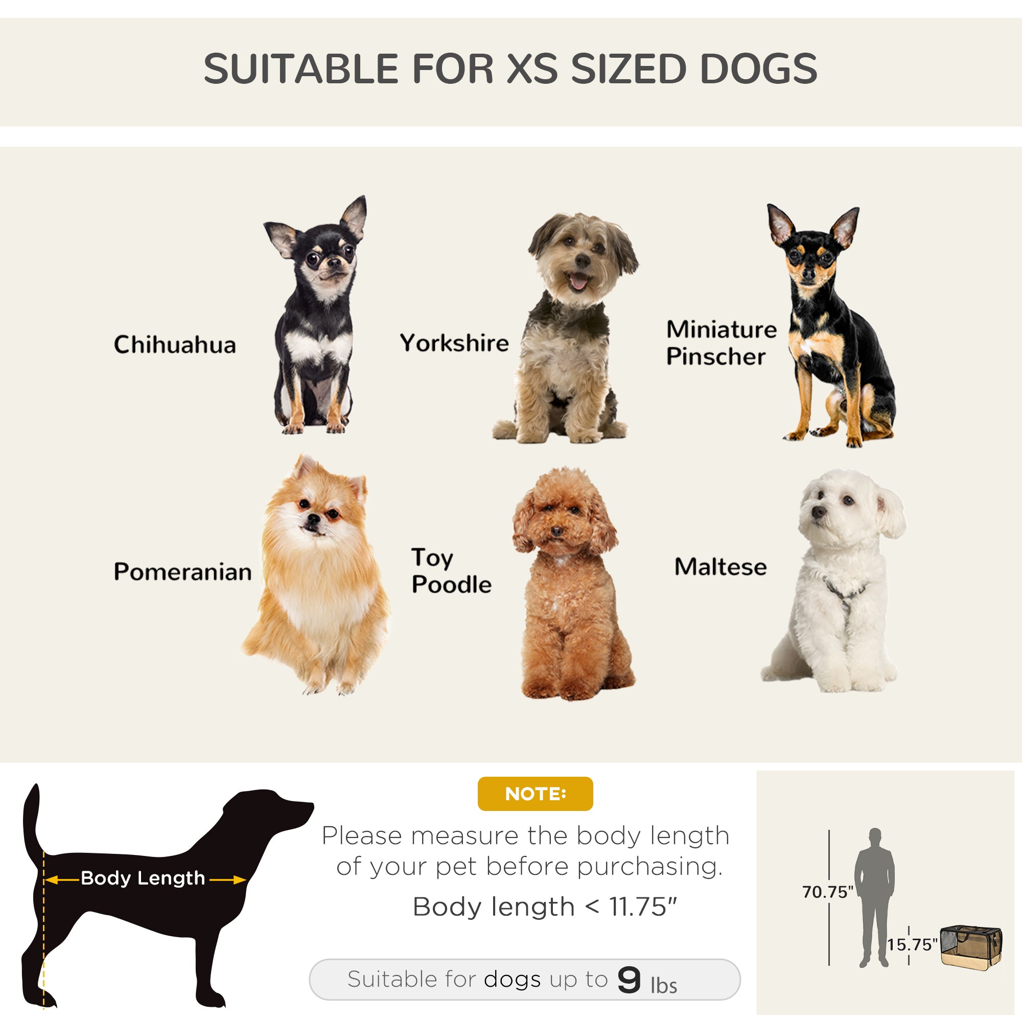 PawHut D00-064 Folding Pet Car Seat Dog Cat Carrier