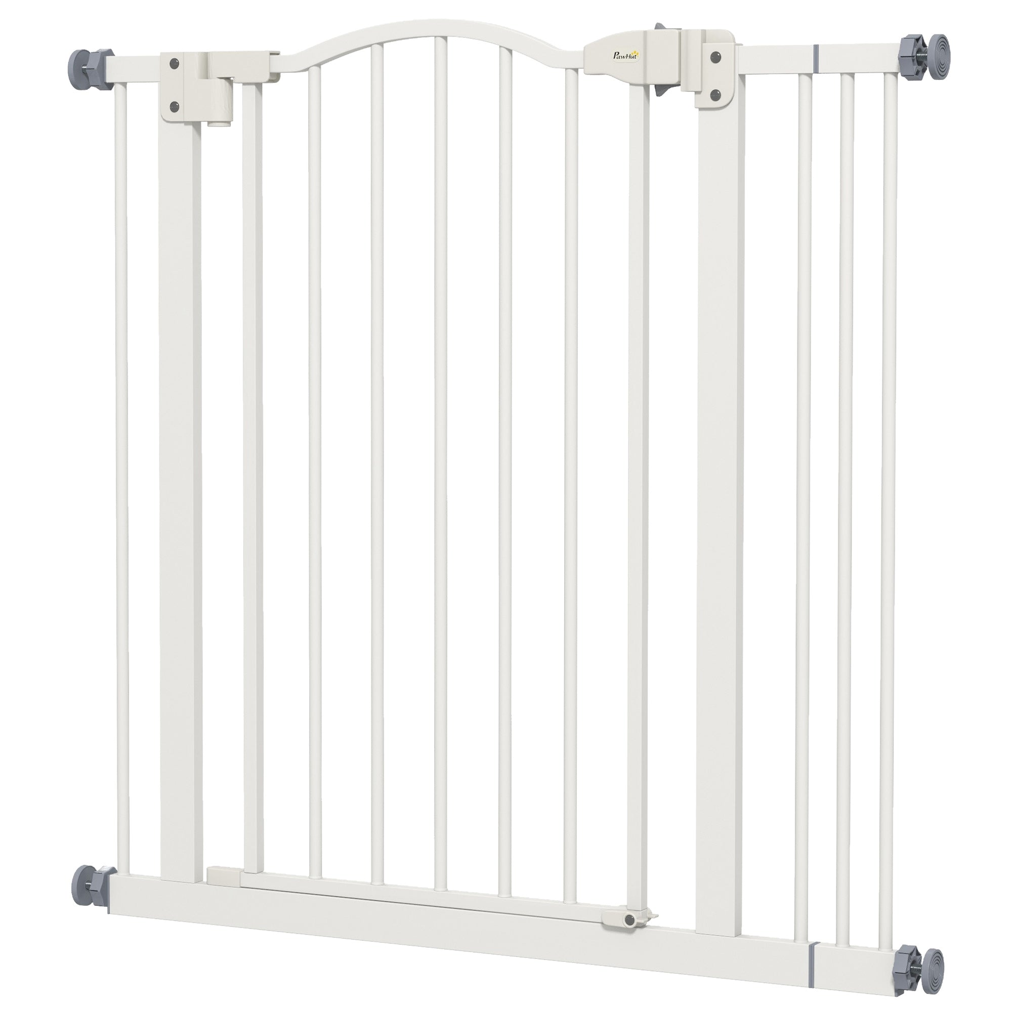 PawHut Pressure Fit Dog Stair Gate No Drilling Safety Gate Auto Close for Doorways, Hallways, 74-87cm Adjustable, 78cm Tall, White